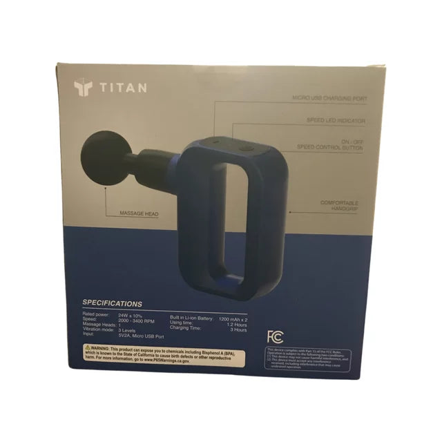 Titan Reflex Portable Massage Gun Blue 2000-3400 RPM Speed