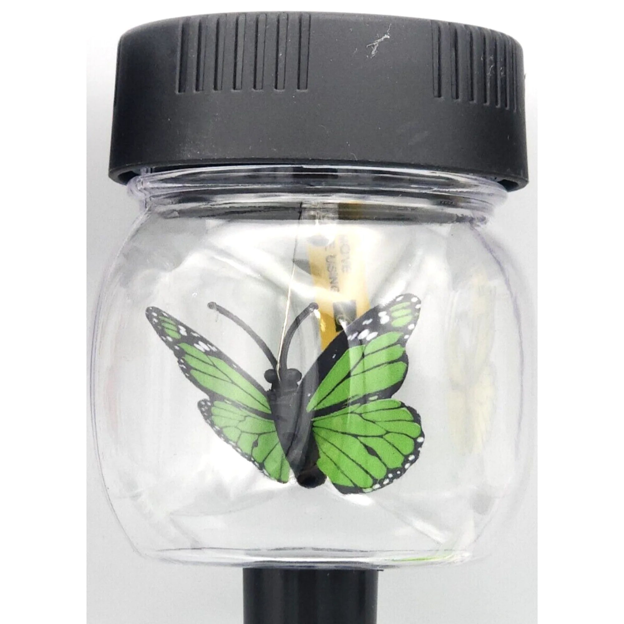 Garden STAKE LIGHT 11 â€œ inches Tall, Butterfly in Jar light Up Yard 4 pk