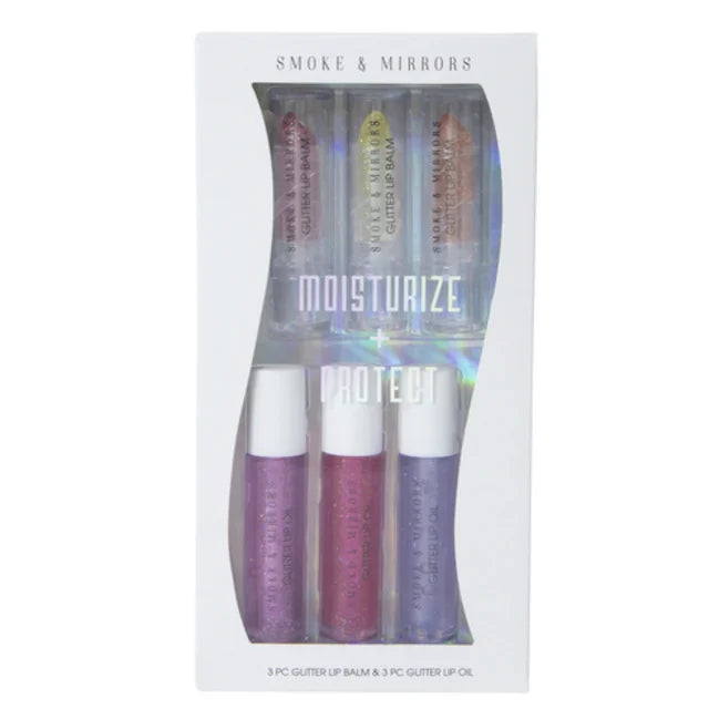 Smoke & Mirror Moisturize Protect 3 PC Glitter Lip Balm & 3 PC Glitter Lip Oil