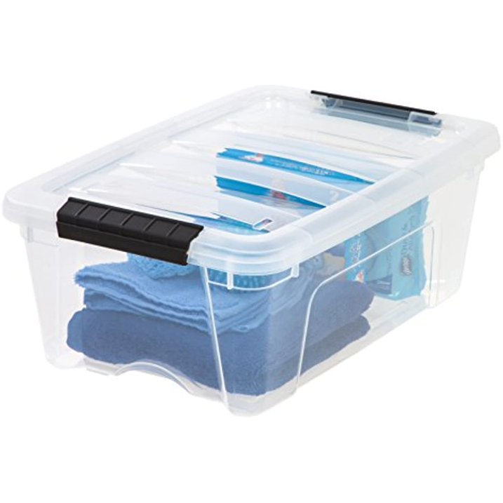 Iris Buckle Up Storage Box, 12.9 Quart, Clear, 4 Count