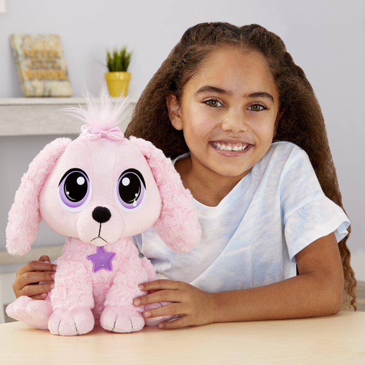 Rescue Tales Adoptable Pets - Pink Poodle, Interactive Soft Cuddly Plush Pet Toy with Collar, Tag, Doghouse, Tail Wags, Head Nods, Lifelike Puppy Sounds, Ages 3+