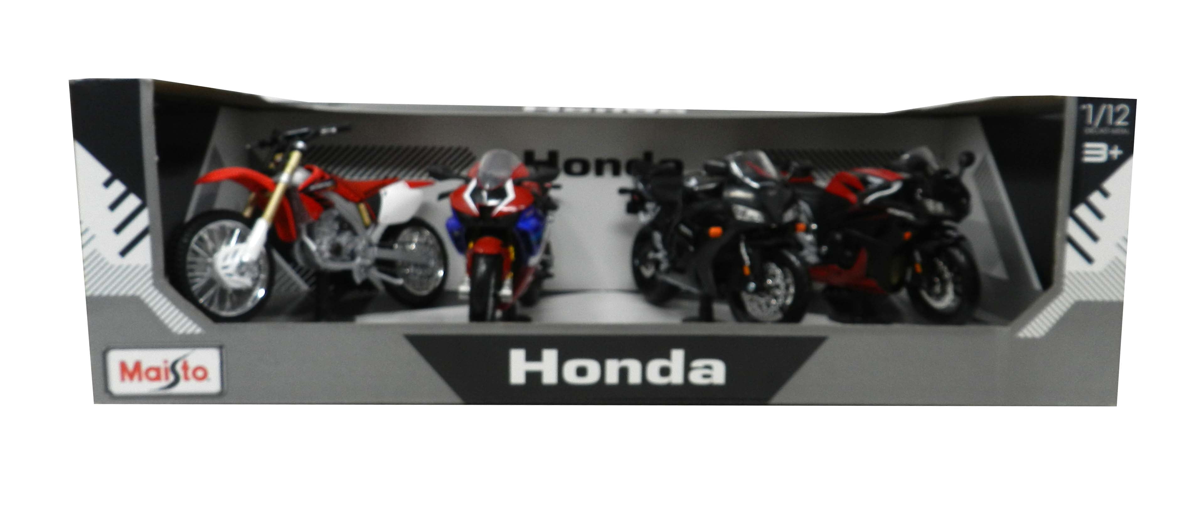 Maisto 1:12 Scale Diecast Honda Motorcycles / Motorbikes - Set of 4