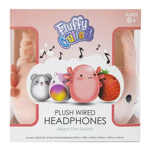 Fluffy Cuties Plush Wired Headphones Albert The Axoloti