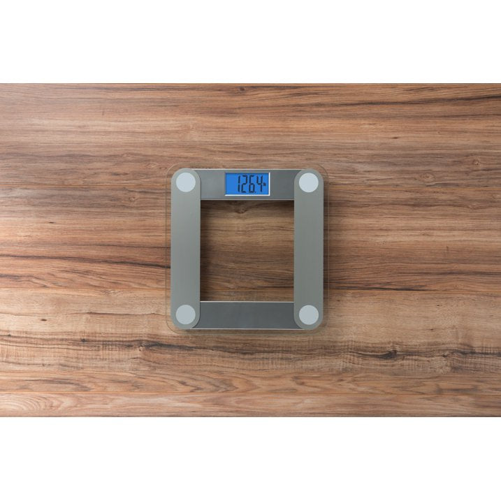 EatSmart Digital 400Lb Capacity Glass Bathroom Scale with Silver Accents