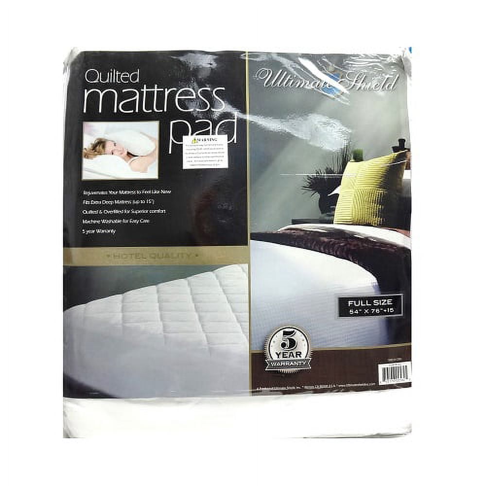 ultimate shield quilted mattress pad Full Size White