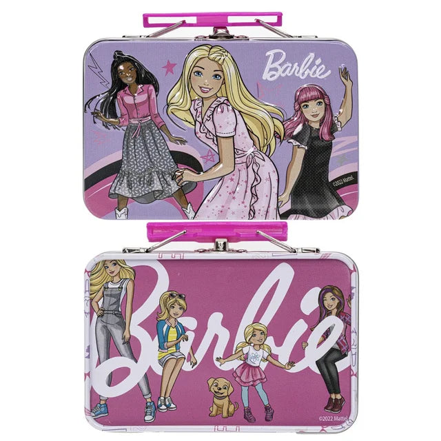 Barbie Townley Girl Plant Based 4 Pk Swirl Lip Balm with Tin Case Makeup Cosmetic Set for Kids and Girls