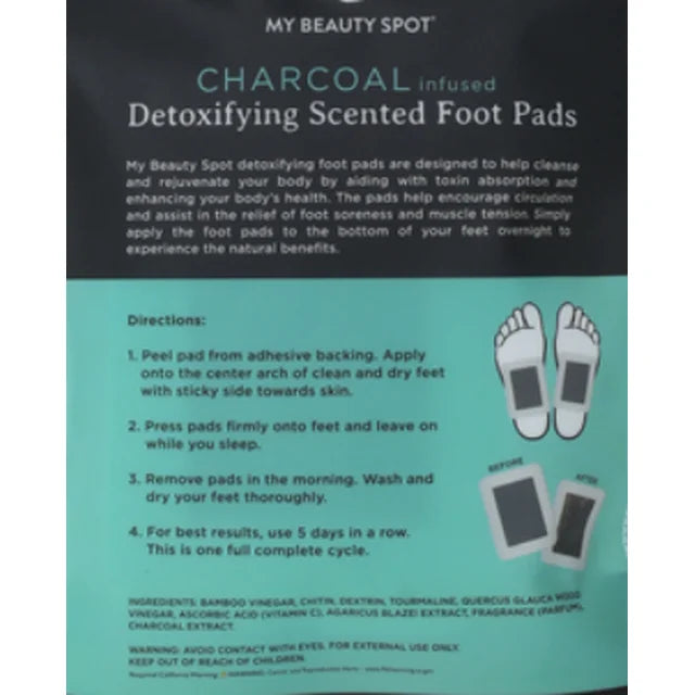 My Beauty Spot Charcoal-Infused Detoxifying Scented Foot Pads, 5 pairs