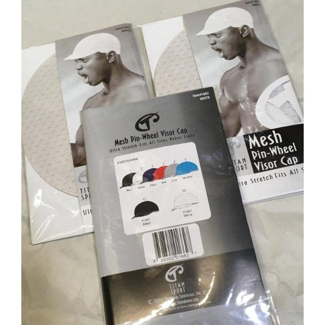 Mesh Pin-Wheel Visor Cap White Ultra Stretch Fits All Size 3 Pieces