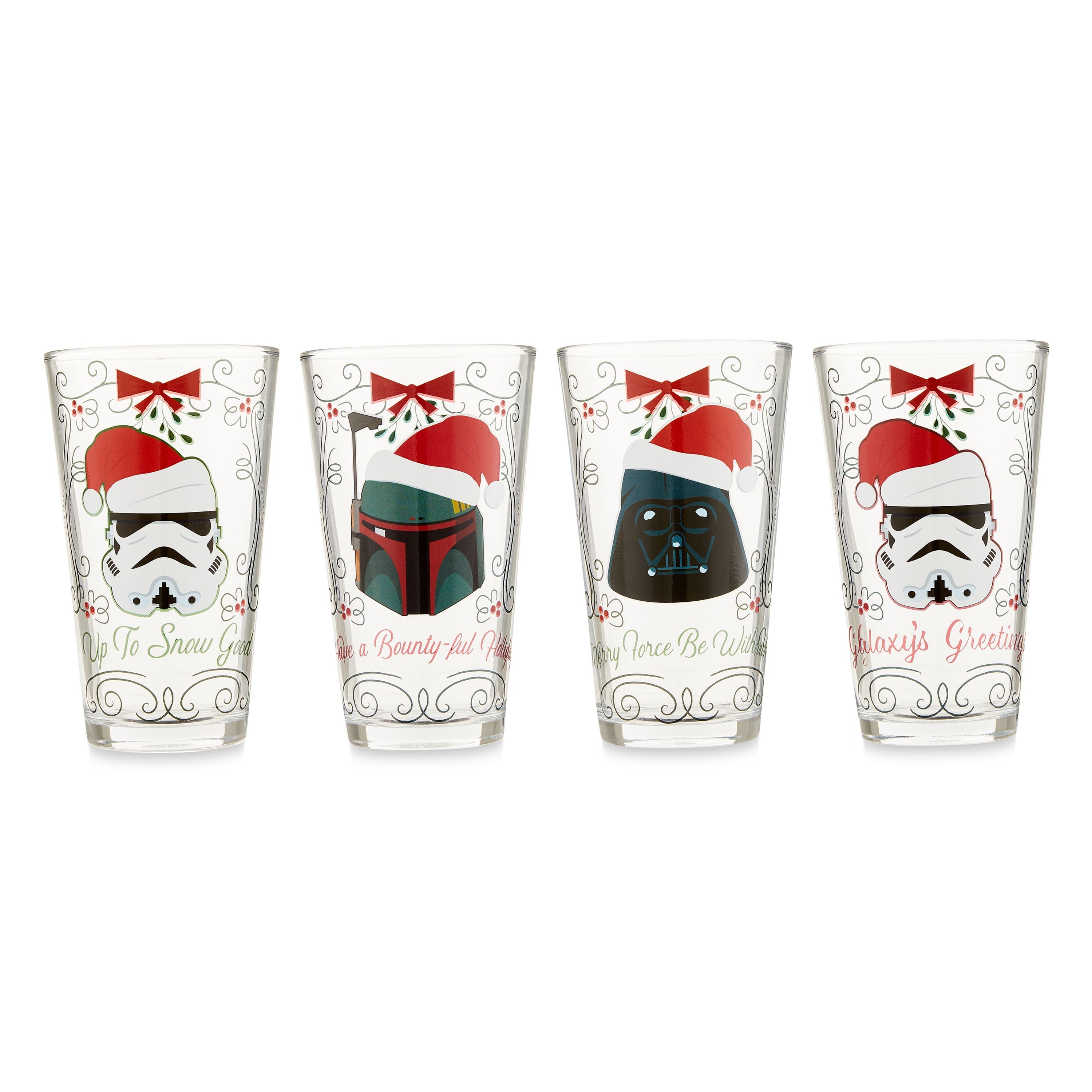 Star Wars Holiday Troopers Boba Vader 4pc 16oz Pint Glass Set