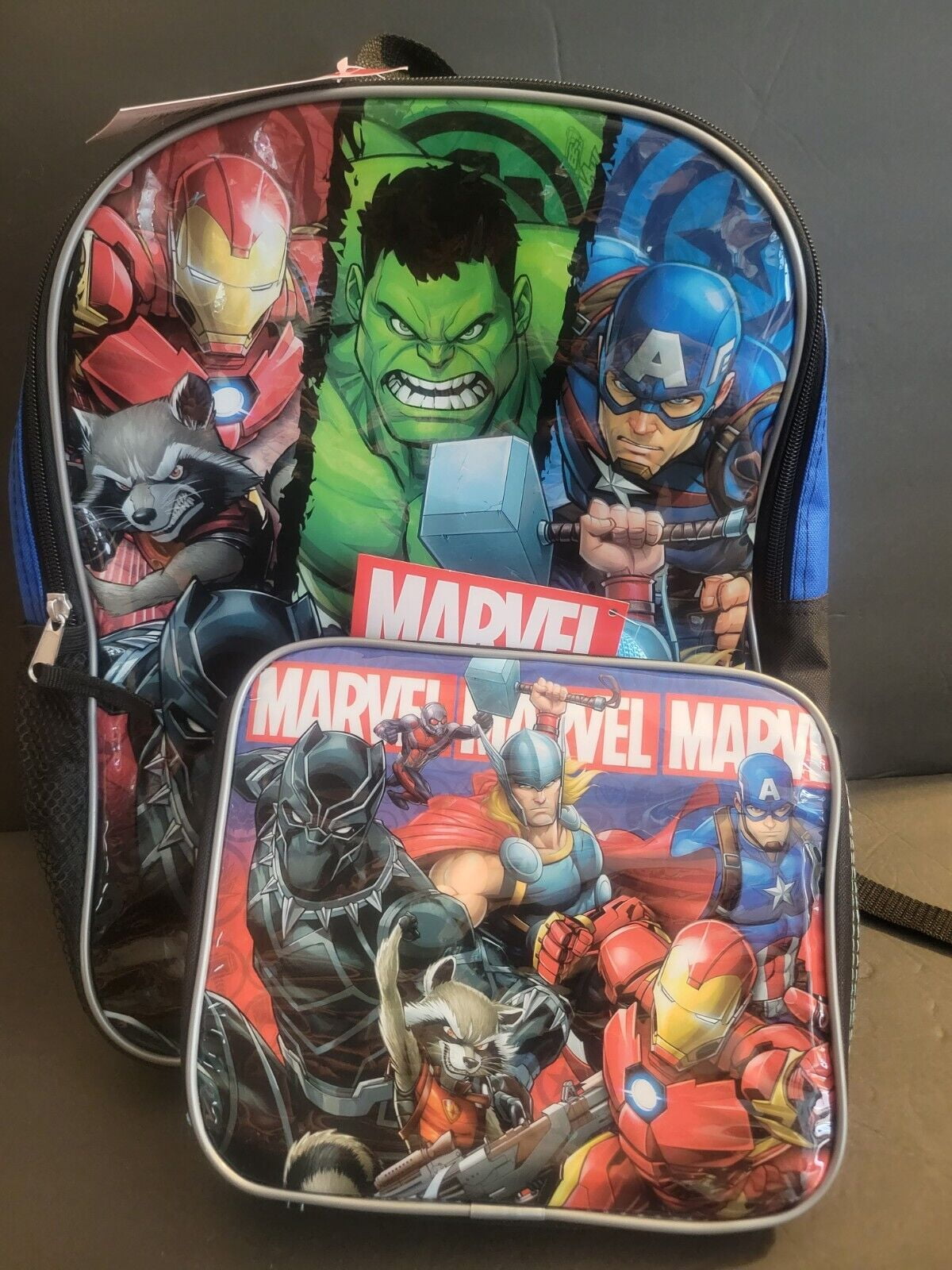 MARVEL Superheroes AVENGERS Back To School Backpack & Lunchpale