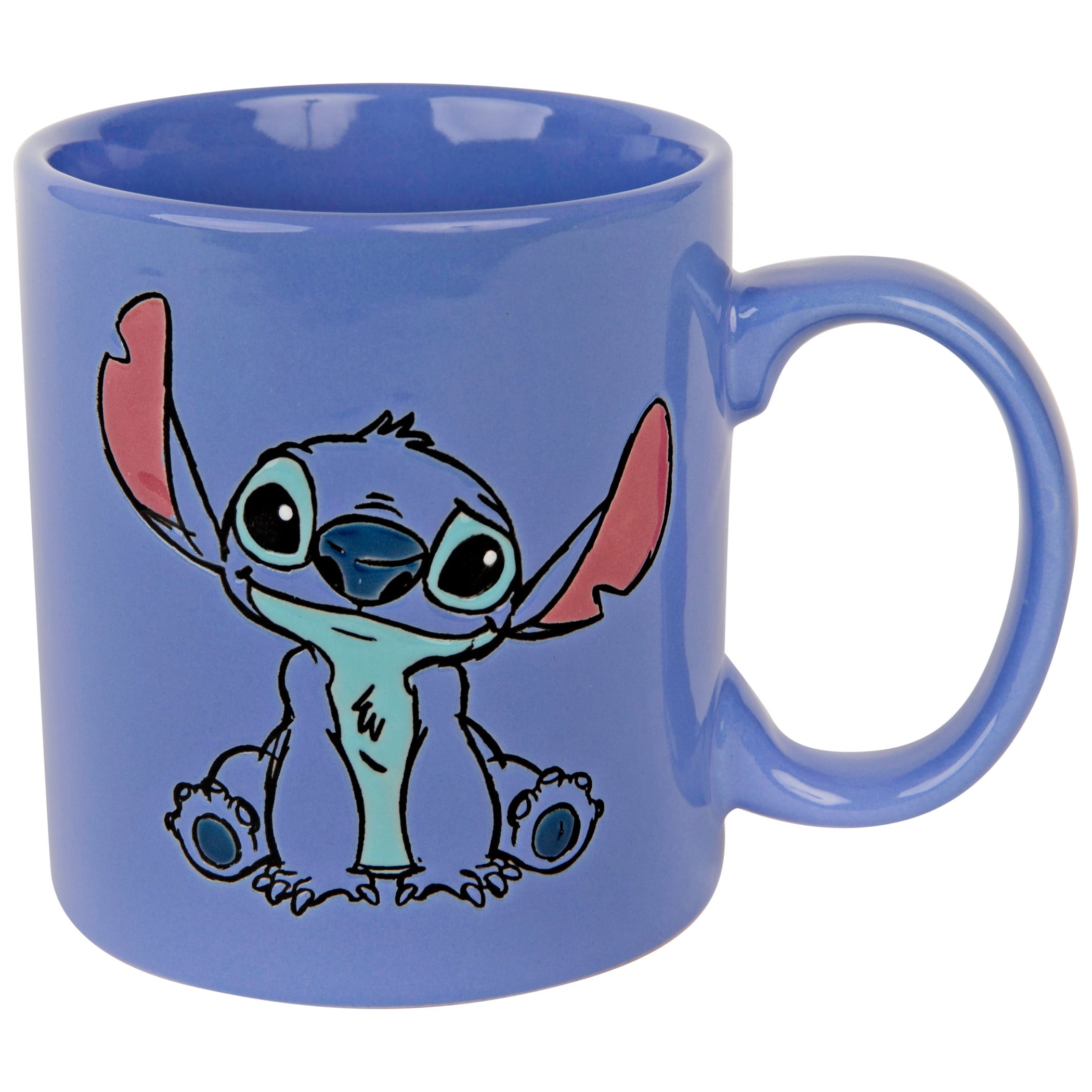 Silver Buffalo Lilo and Stitch Front and Back Sketch Wax Resist Ceramic Mug, 20 Ounces, Blue/Multi