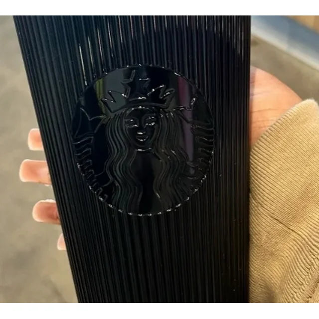 Starbucks Shiny Black Pleated Cup Winter 2024 16oz Cold Cup