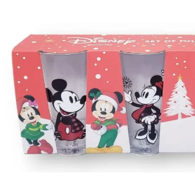 Disney Set of Four 16oz Christmas Holiday Tumblers Glasses