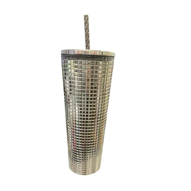 Starbucks 2023 Holiday Silver Disco Ball Mirror Grid 24 oz Venti Tumbler