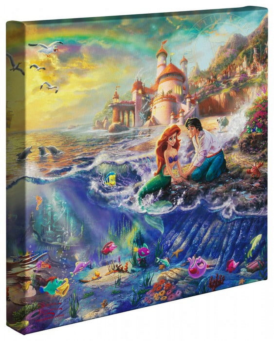 Disney The Little Mermaid Gallery Wrapped Canvas 14 X 14 by Thomas Kinkade