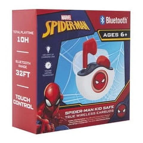 Spider-Man Kid-Safe BluetoothÂ® Earbuds Red and White