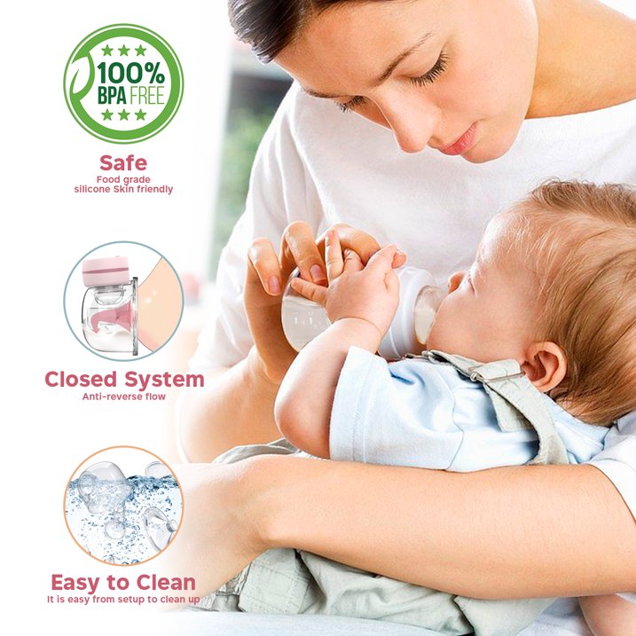 JoyHi Wearable Breast Pump Hands Free - Portable Wireless Breast Pump Electric with 3 Mode & 9 Levels, Silicone Breastfeeding Breastpump Can Be Worn in-Bra, Low Noise & Painless with Massage 24mm