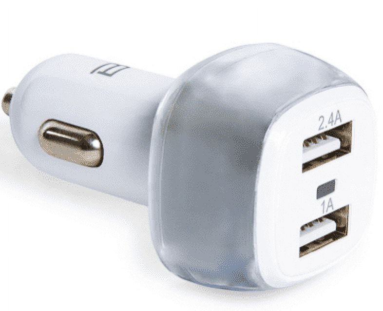 ByTech Dual USB Port Universal Car Charger , 2.4 amp white/grey