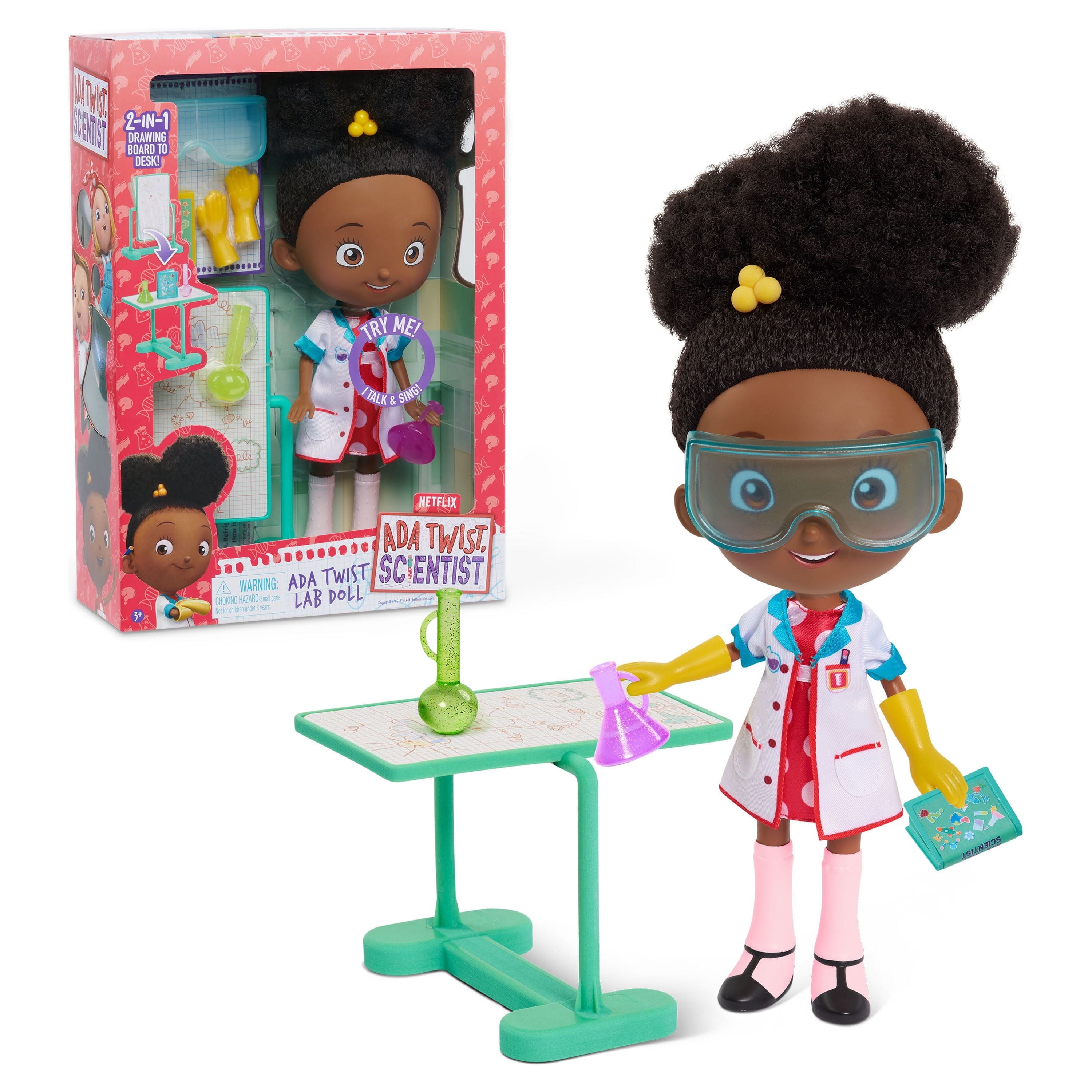 Ada Twist, Scientist Ada Twist Lab Doll, 12.5 Inch Interactive Doll with Research Lab Accessories, Talks and Sings the "The Brainstorm Song",  Kids Toys for Ages 3 Up, Gifts and Presents