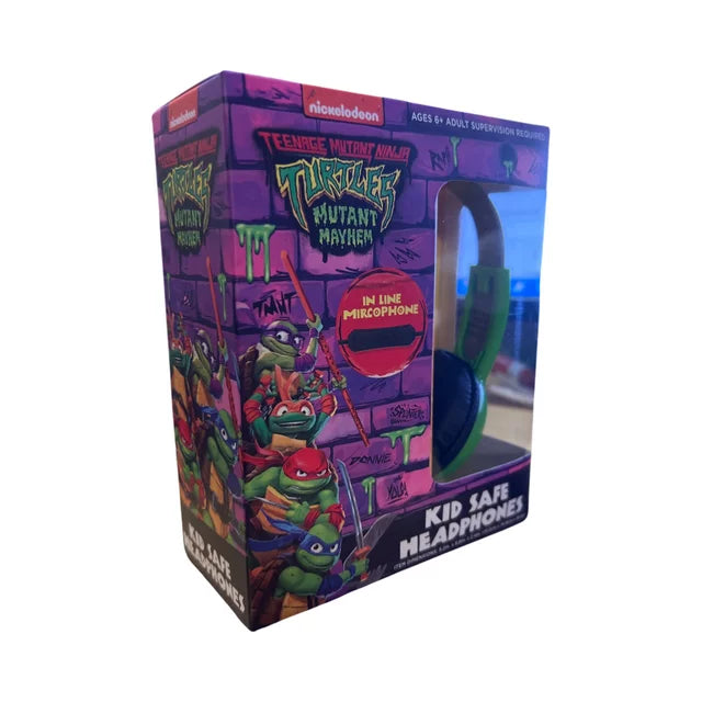 Nickelodeon Teenage Mutant Ninja Turtles Mutant Mayhem in Line Microphone Kid Safe Headphones