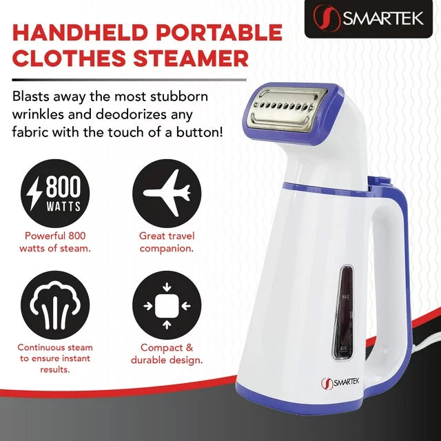 Smartek ST-53W Portable Handheld Fabric Clothes Garment Steamer with Fabric Brush (White & Purple)