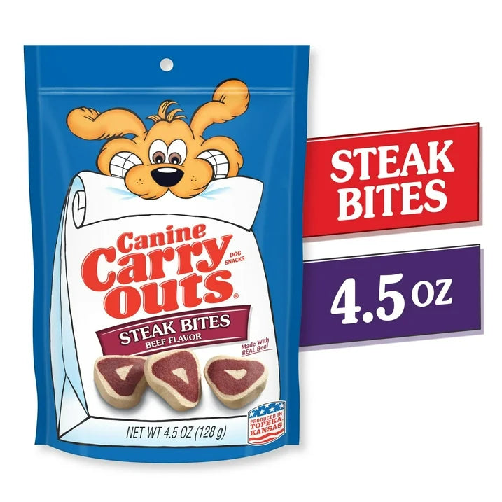 Canine Carry Outs Steak Bites Beef Flavor Dog Treats, 4.5oz Bag