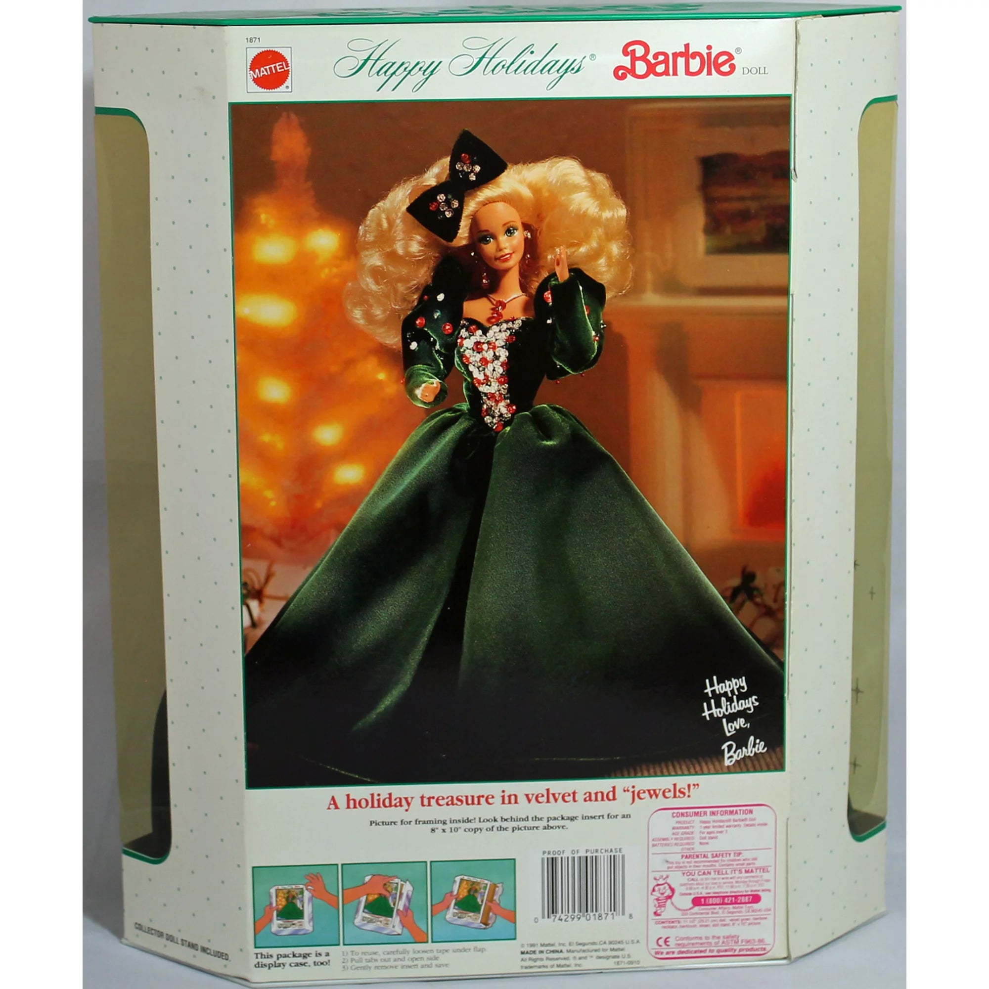 1991 Happy Holidays Barbie, NRFB, (01871) Non-Mint Box