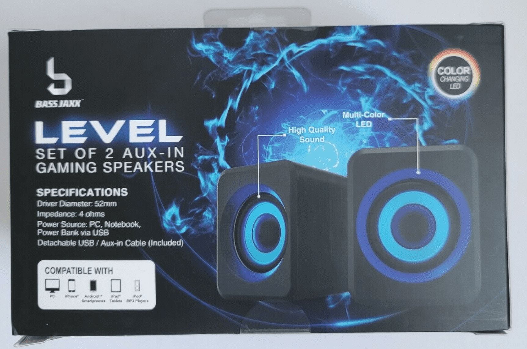 Bass Jaxx Gaming Speakers Set Of 2 Led Color Changing