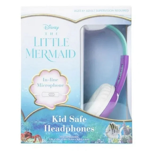 Disney The Little Mermaid Kid Safe Headphones w/in-Line Microphone