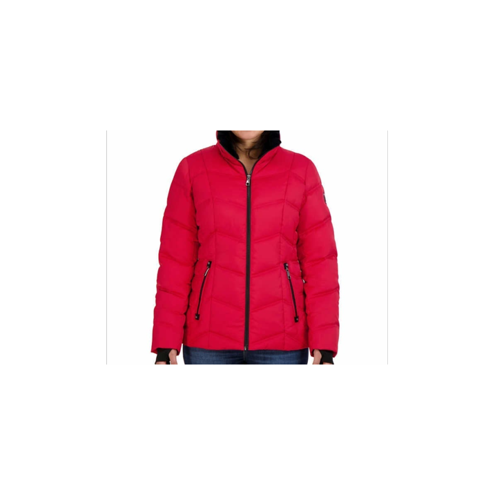 Nautica Women?s Puffer Jacket w Detachable Hood Water Resistant Red size Small