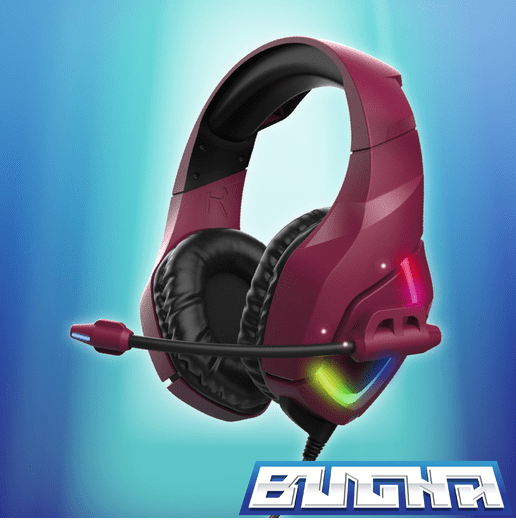 Bugha LED Gaming Headset w/Microphone Red