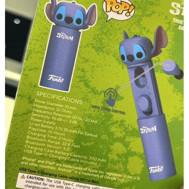 Disney Touch Control Pop Funko Stitch Wireless Ear Buds with Case