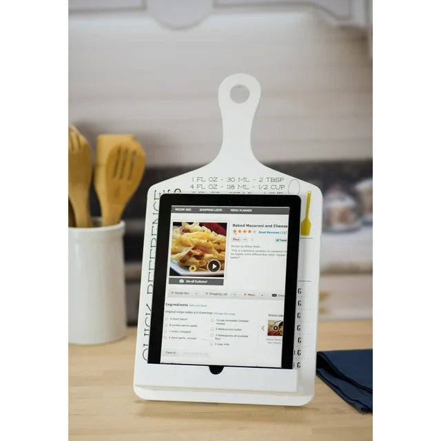 Boston Warehouse 93079 Tablet Holder and Cookbook Stand Cooking Measurements, 17x8.9, Black/White