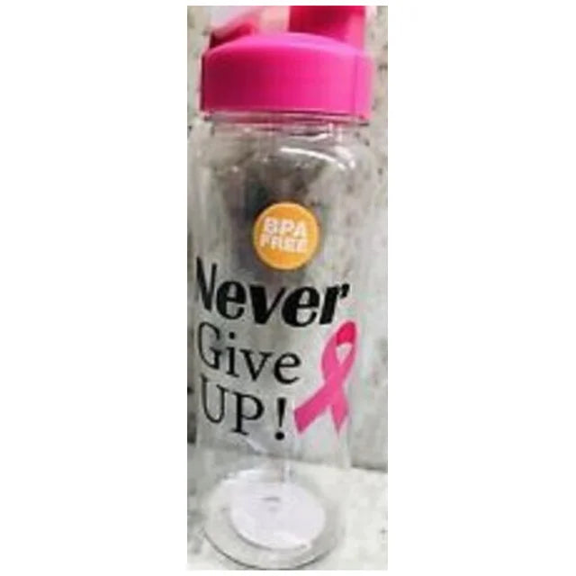 Breast Cancer Awareness Bracelets Pink Ribbon Hope Strength Silicone 4pk and Breast Cancer Awareness Water Bottle BPA Free