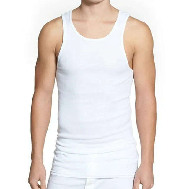 Andrew Scott Basics Big Man Rib Athletic White Tank Top 6XL