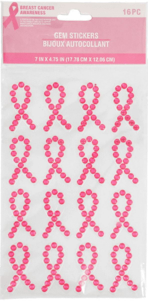 Pink Breast Cancer Gem Stickers 16 Count