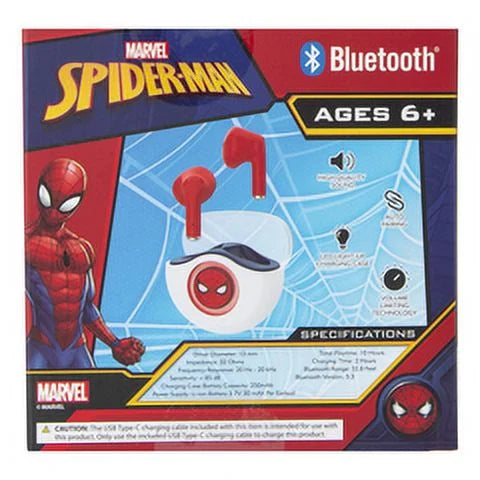 Spider-Man Kid-Safe BluetoothÂ® Earbuds Red and White