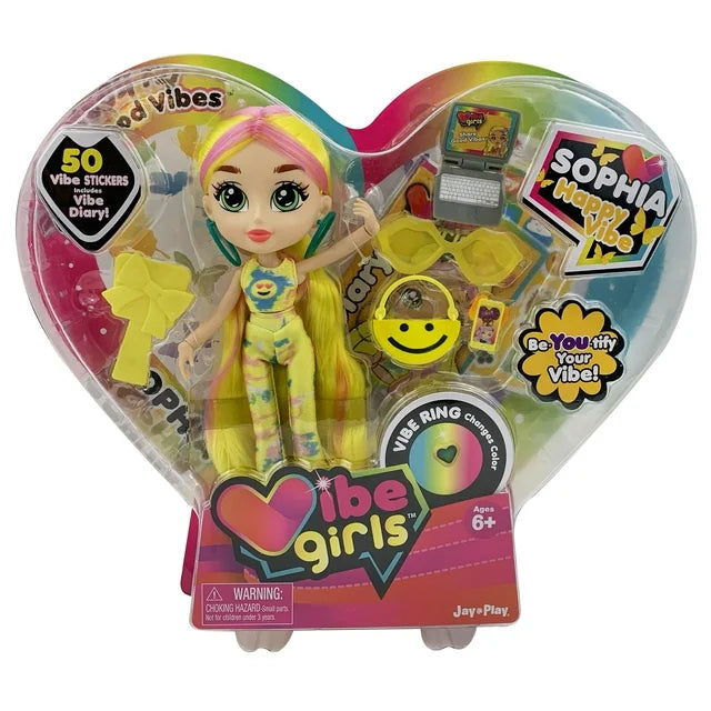 Vibe Girls Sophia Happy Vibe, Set Includes: a Vibe Girl, Accessories, Good Vibes Diary, over 50+ Stickers