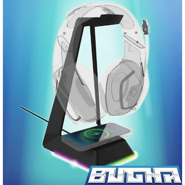 Bugha LED Gaming Headset Stand with Wireless Charging Base (Powered by USB)