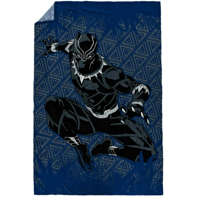 Black Panther King of Wakanda Kids Blanket, 62 x 90, Microfiber, Black, Marvel