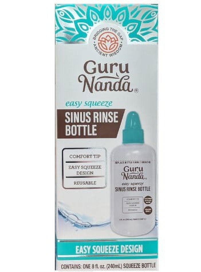 GuruNanda Easy Squeeze Sinus Rinse Bottle with Comfort Tip ~ 8 fl oz