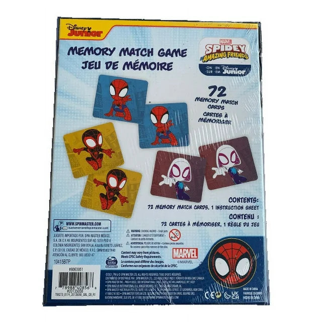 Disney Marvel Spider-Man, Spidey and his Amazing Friends Memory Match Game 72 Pieces