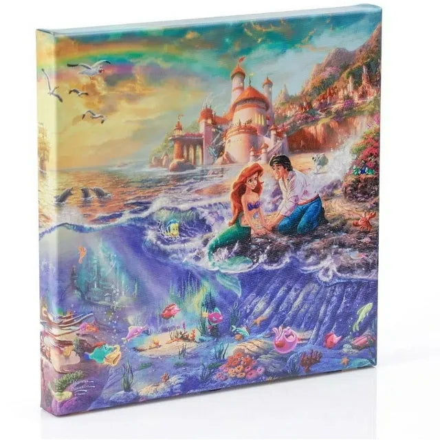 Disney The Little Mermaid Gallery Wrapped Canvas 14 X 14 by Thomas Kinkade