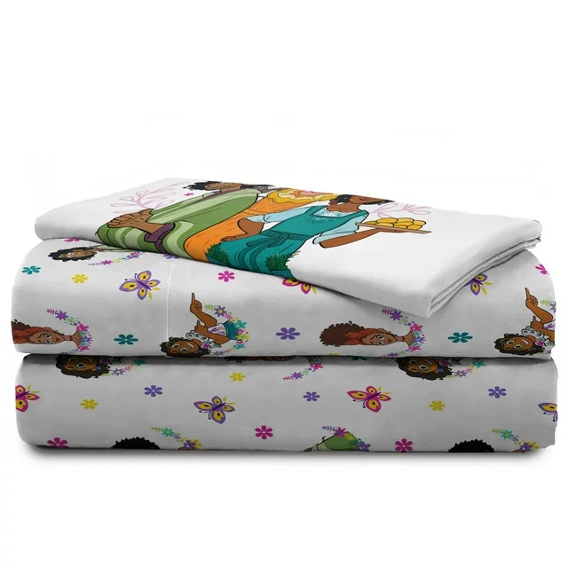 Encanto The Family Madrigal Kids 3-Piece Twin Sheet Set, Microfiber, White, Disney