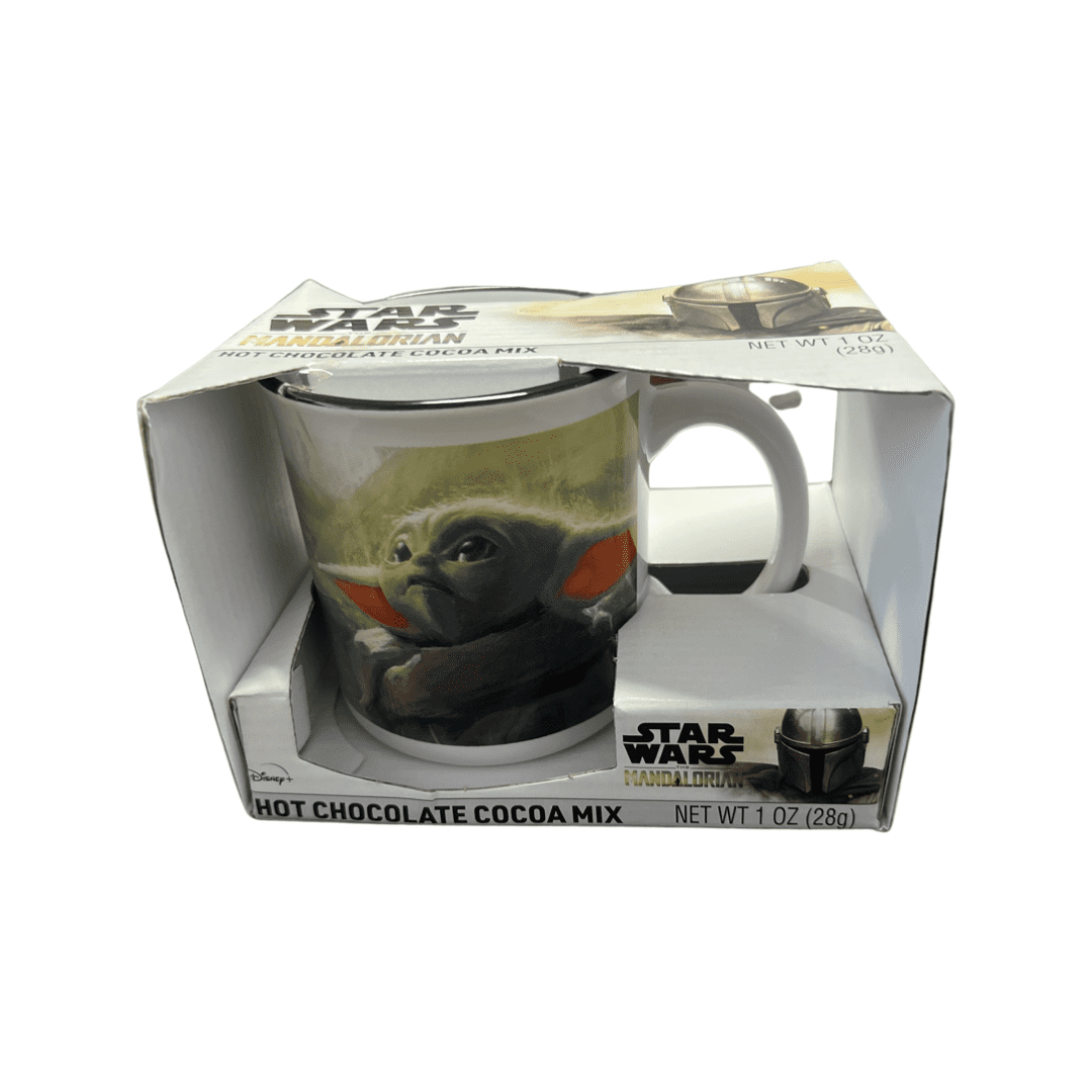 Coffee Mug Cup Star Wars Mandalorian Baby Yoda W/Hot Chocolate Cocoa Mix