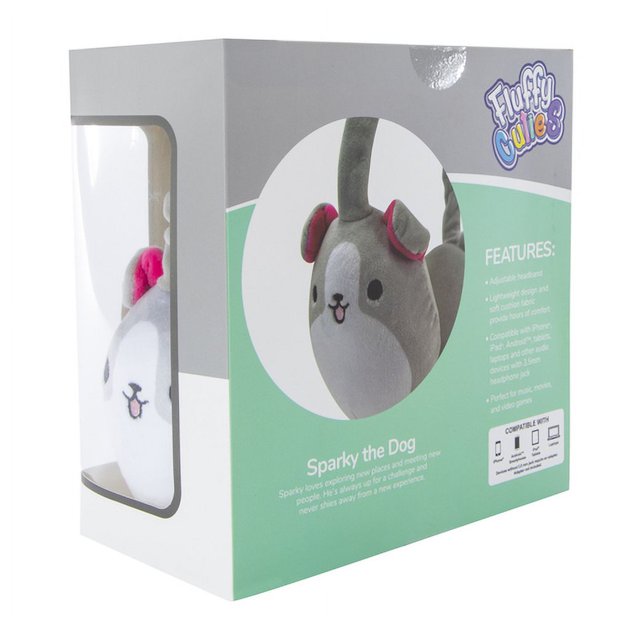 Fluffy Cuties Plush Wired Headphones Sparky the Dog