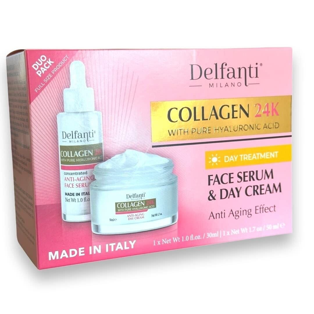 Delfanti Milano Collagen 24K Anti-Aging Day Cream & Face Serum DUO-MADE IN ITALY