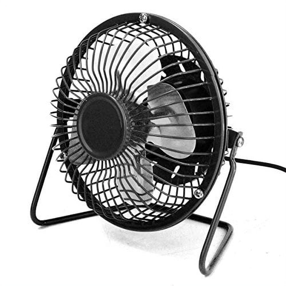 zomtop 4'' usb mini desk fan small desktop fan quiet and powerful metal design usb powered (black)