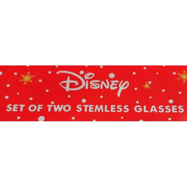 Disney Set of 2 Mickey Mouse Minnie Holiday Stemless Glasses