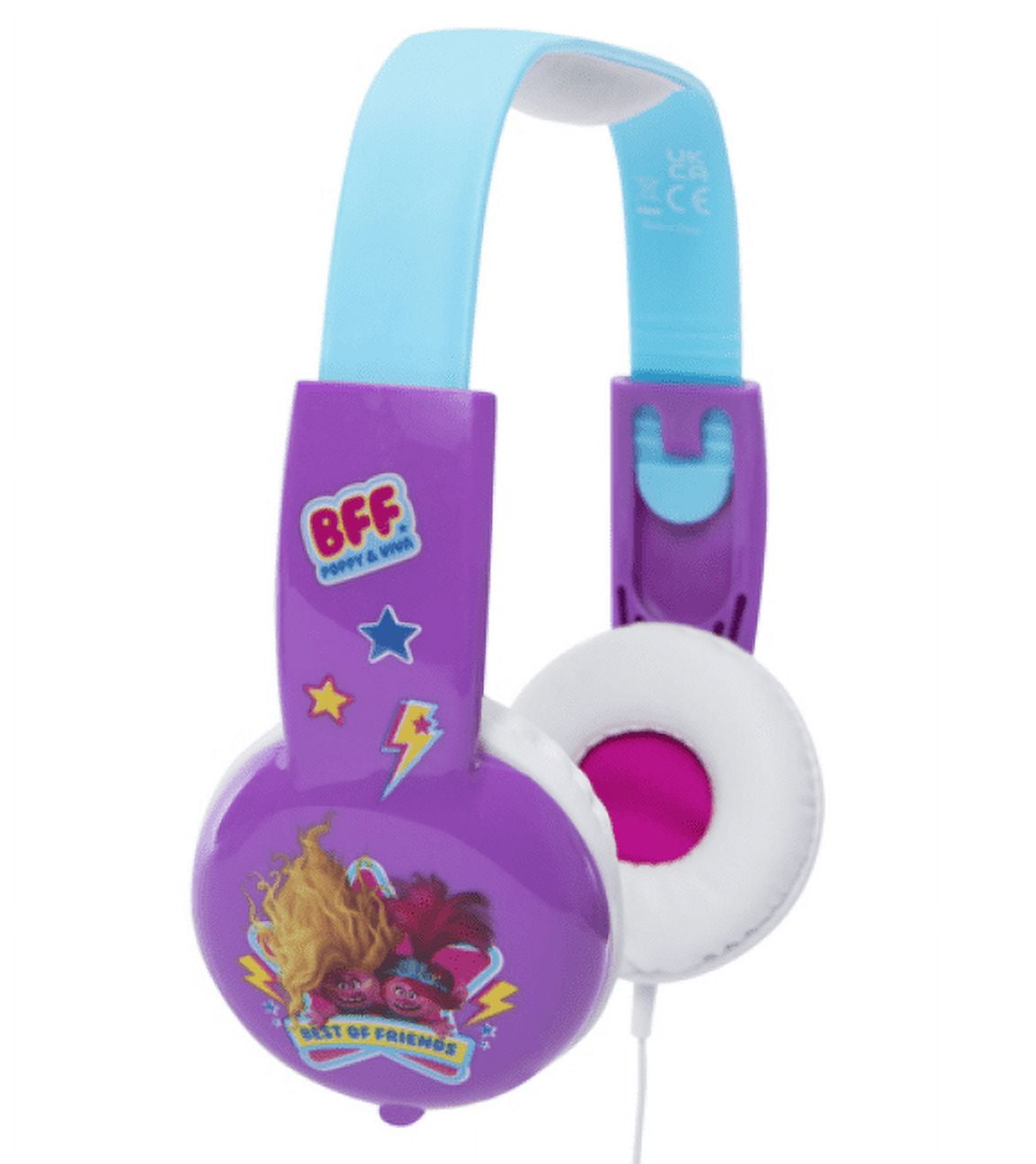 Dreamworks Trolls Bond Together In-Line Microphone Kids Safe Headphones